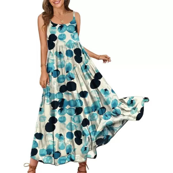 YESNO Summer Dresses for Women Casual Loose Bohemian Floral Dress with Pockets Spaghetti Strap Maxi Dress E75As Picture74 R