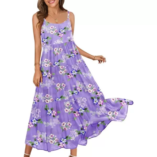 YESNO Summer Dresses for Women Casual Loose Bohemian Floral Dress with Pockets Spaghetti Strap Maxi Dress E75B  Floral 374