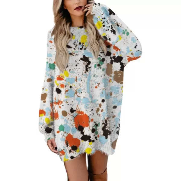 YESNO Sweater Dress for Women Oversized Graphic Lantern Long Sleeve Pullover Sweater Tops S080s08 Cr134