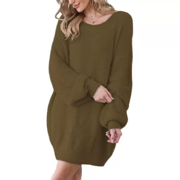 YESNO Sweater Dress for Women Oversized Graphic Lantern Long Sleeve Pullover Sweater Tops S08S08 Army Green