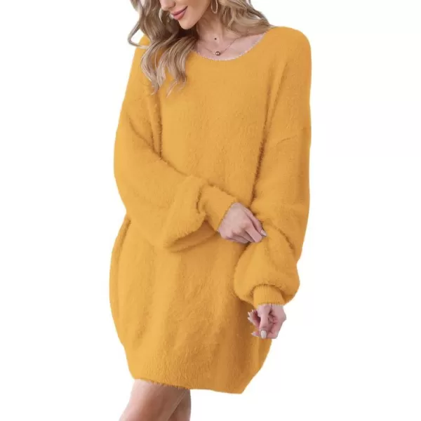 YESNO Sweater Dress for Women Oversized Graphic Lantern Long Sleeve Pullover Sweater Tops S08S08 Yellow