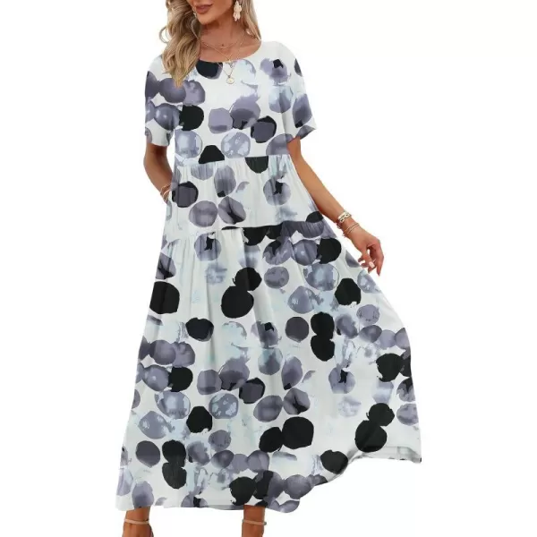 YESNO Women Casual Loose Bohemian Floral Dresses with Pockets Short Sleeve Summer Beach Swing Dress1 as Picture103