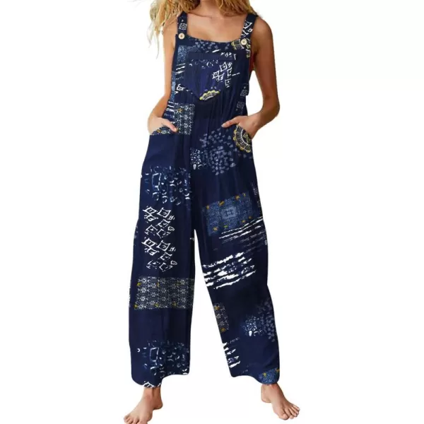 YESNO Womens Overalls Casual Loose Bib Pants Adjustable Straps Wide Leg Jumpsuits with Pockets PQ2Floral 176