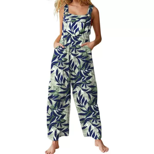 YESNO Womens Overalls Casual Loose Bib Pants Adjustable Straps Wide Leg Jumpsuits with Pockets PQ2Floral 384