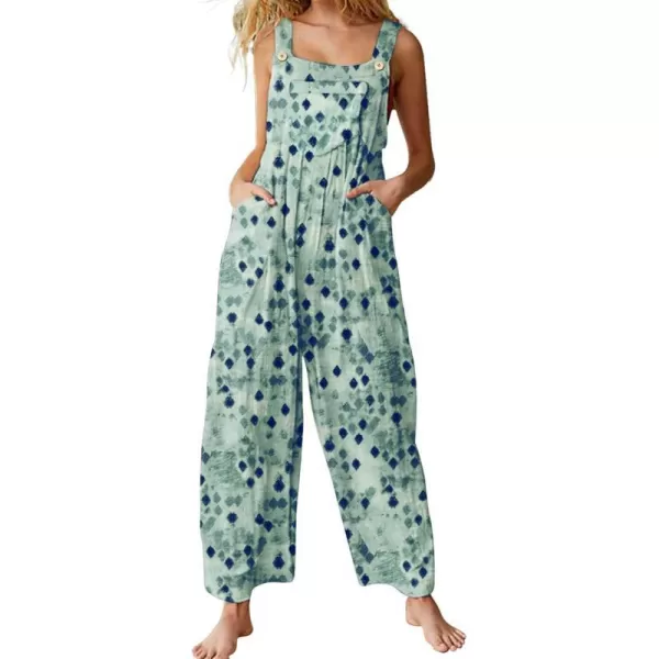 YESNO Womens Overalls Casual Loose Bib Pants Adjustable Straps Wide Leg Jumpsuits with Pockets PQ2Floral 397