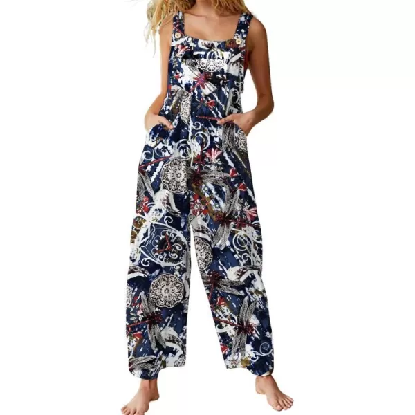 YESNO Womens Overalls Casual Loose Bib Pants Adjustable Straps Wide Leg Jumpsuits with Pockets PQ2Floral 399