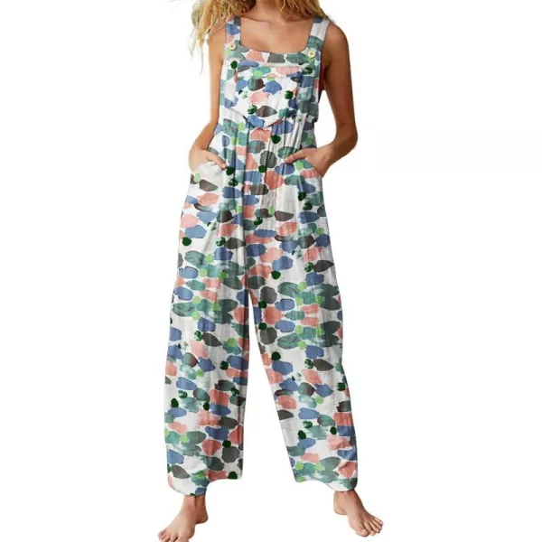 YESNO Womens Overalls Casual Loose Bib Pants Adjustable Straps Wide Leg Jumpsuits with Pockets PQ2Floral 403