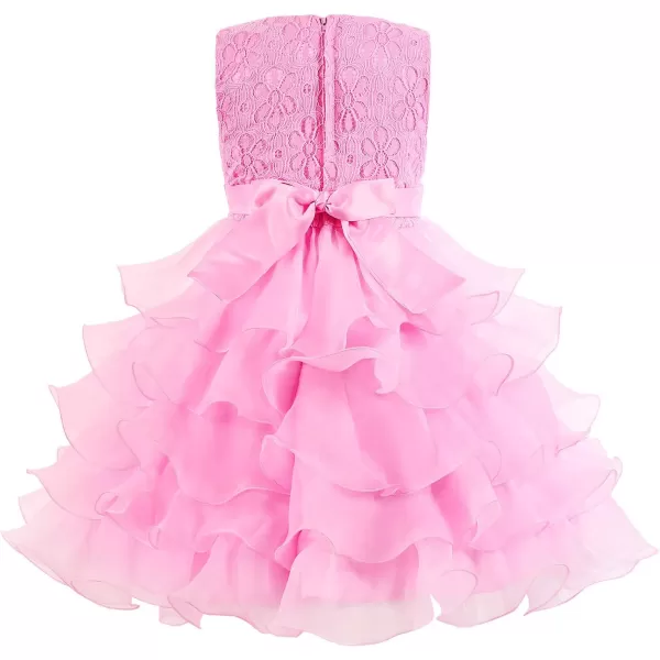 JerrisApparel Flower Girls Party Dress Ruffle Tutu Sleeveless Princess Dress Ball GownPink