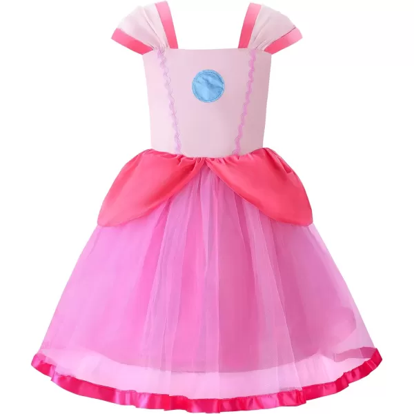 JerrisApparel Girls Princess Costume Fancy Tulle Dress Halloween Cosplay Party With AccessoriesPink With Accessories