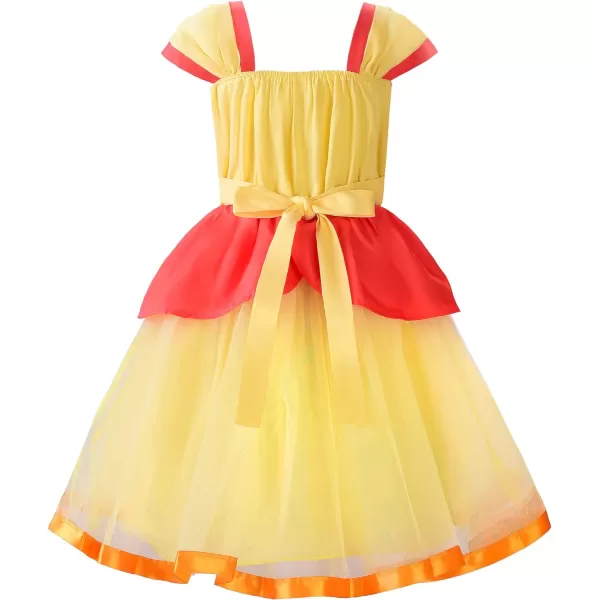 JerrisApparel Girls Princess Costume Fancy Tulle Dress Halloween Cosplay Party With AccessoriesYellow With Accessories