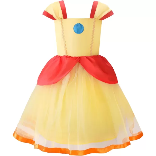 JerrisApparel Girls Princess Costume Fancy Tulle Dress Halloween Cosplay Party With AccessoriesYellow With Accessories