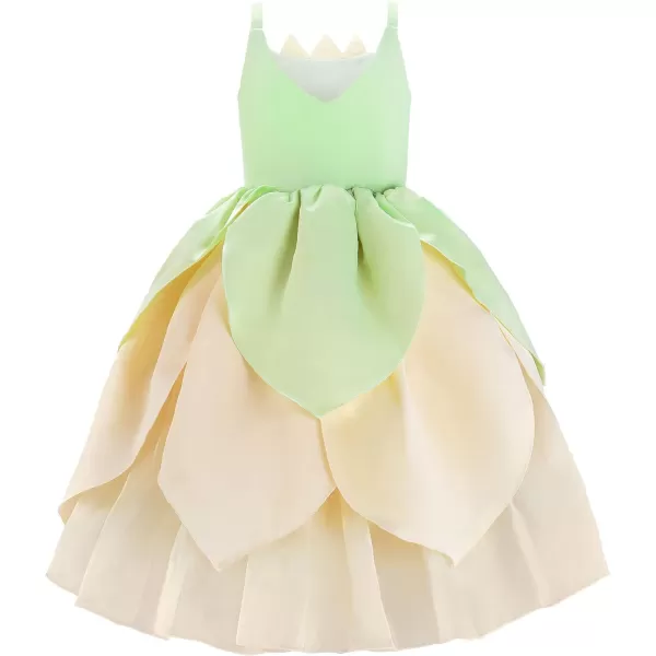 JerrisApparel Girls Princess Costume Role Play Fancy Dress Ball Gown Halloween Party Dress upGreen