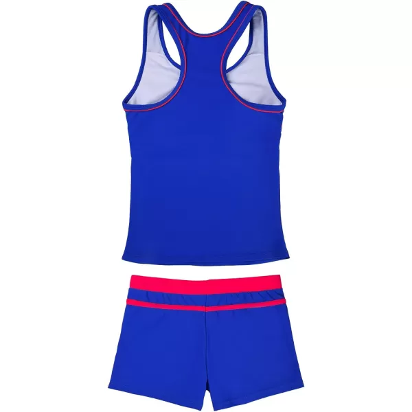 JerrisApparel Little Girls Summer Two Piece Boyshort Tankini Kids SwimsuitDark Blue