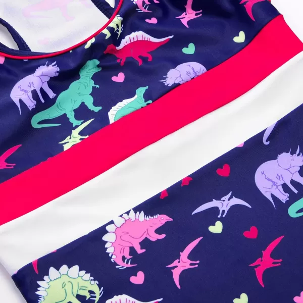 JerrisApparel Little Girls Summer Two Piece Boyshort Tankini Kids SwimsuitPurple Dinosaur