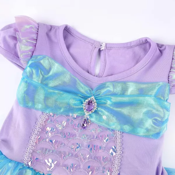 JerrisApparel Princess Girls Mermaid Dress Halloween Tutu Costume Birthday Party Role PlayPurple With Accessories