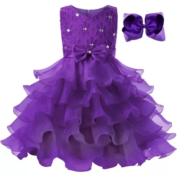 JerrisApparel Flower Girls Party Dress Ruffle Tutu Sleeveless Princess Dress Ball GownDark Purple