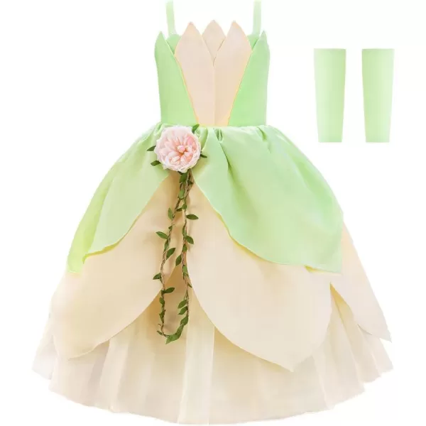 JerrisApparel Girls Princess Costume Role Play Fancy Dress Ball Gown Halloween Party Dress upGreen