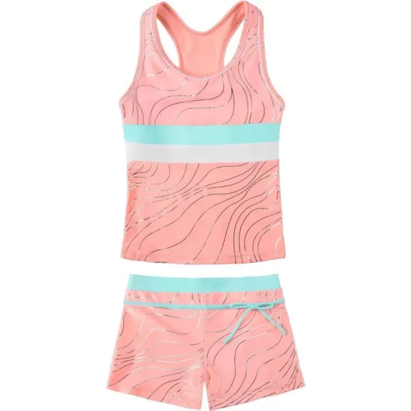 JerrisApparel Little Girls Summer Two Piece Boyshort Tankini Kids SwimsuitOrange F