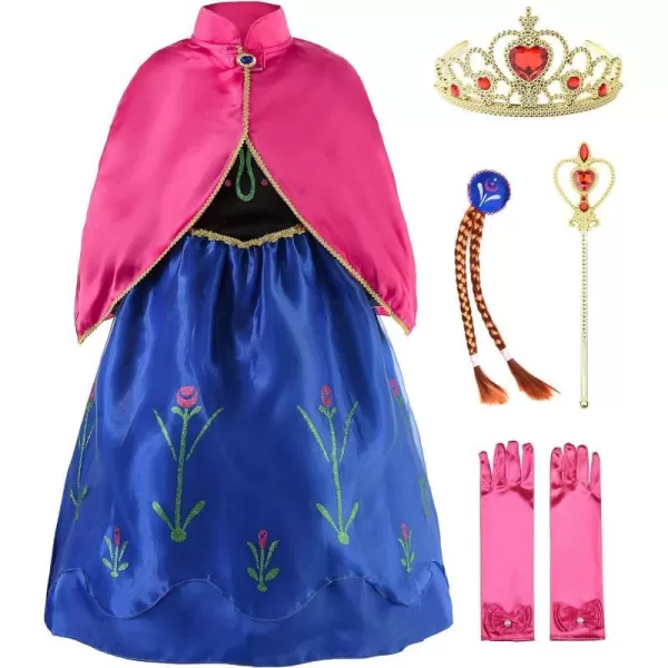 JerrisApparel Princess Snow Party Dress Queen Costume Cosplay Dress UpBlue With Accessories