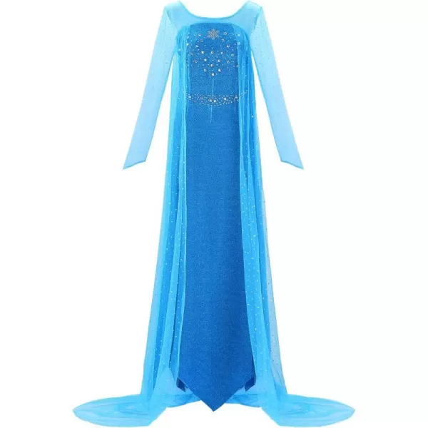 JerrisApparel Women Princess Snow Costume Adults Cosplay Party Dress Ball Gown Role PlayBlue