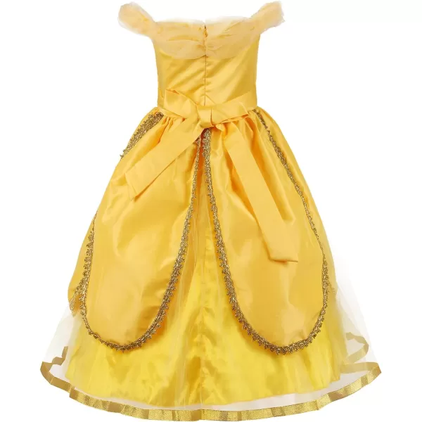 JerrisApparel Christmas Party Fancy Costume Deluxe Princess Dress Up for GirlsYellow With Accessories