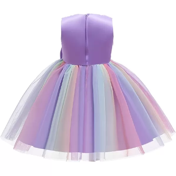 JerrisApparel Flower Girl Floral Dress Rainbow Tutu Party Dress Pageant GownPurple