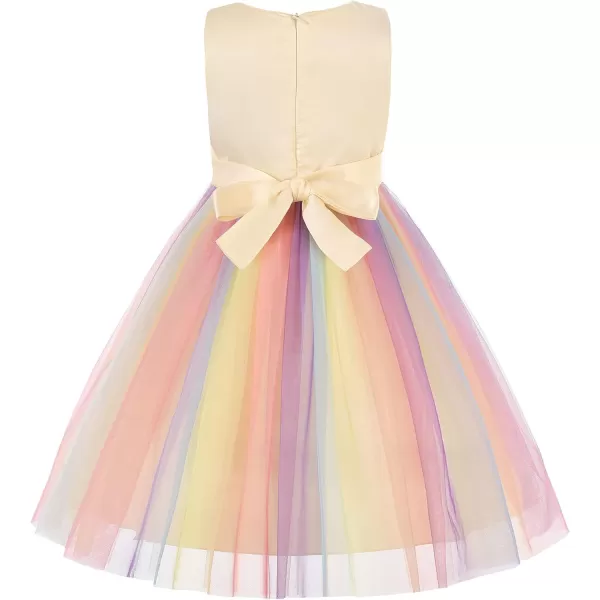 JerrisApparel Flower Girls Sequin Dress Rainbow Tutu Birthday Party Dress Pageant GownApricot