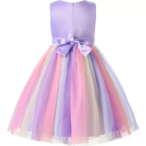 JerrisApparel Flower Girls Sequin Dress Rainbow Tutu Birthday Party Dress Pageant GownPurple