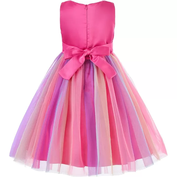 JerrisApparel Flower Girls Sequin Dress Rainbow Tutu Birthday Party Dress Pageant GownRose