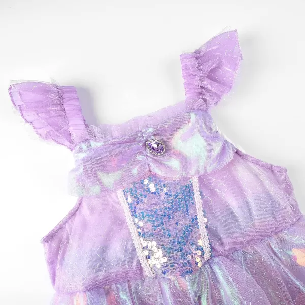 JerrisApparel Girl Princess Mermaid Costume Sequins Party Dress Pageant Tutu Skirt Role PlayPurple With Accessories