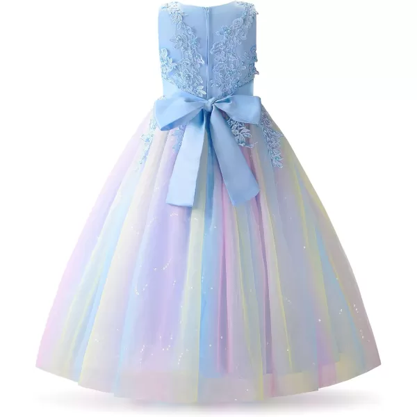 JerrisApparel Girl Princess Tulle Dress Bridesmaid Pageant Gown Birthday Party Wedding DressBlue