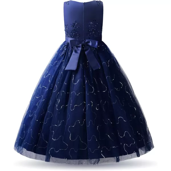 JerrisApparel Girl Princess Tulle Dress Bridesmaid Pageant Gown Birthday Party Wedding DressNavy Blue