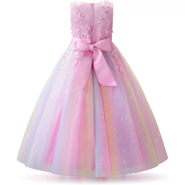 JerrisApparel Girl Princess Tulle Dress Bridesmaid Pageant Gown Birthday Party Wedding DressPink