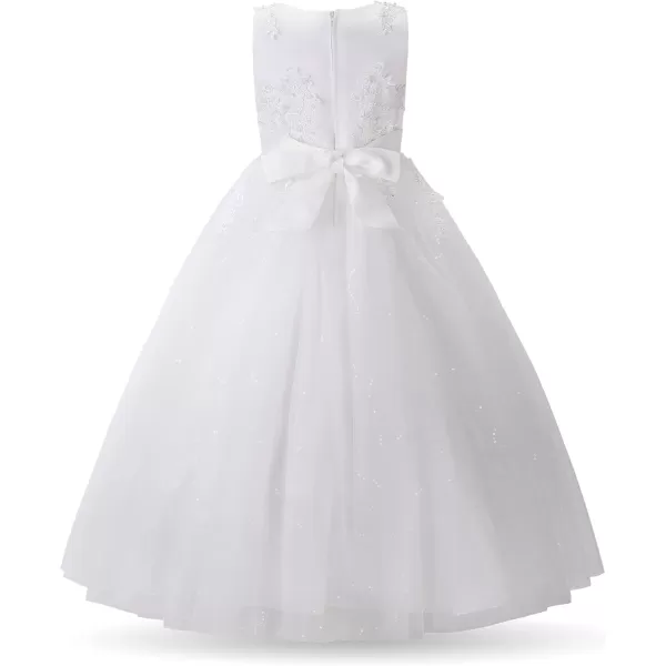 JerrisApparel Girl Princess Tulle Dress Bridesmaid Pageant Gown Birthday Party Wedding DressWhite