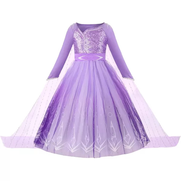 JerrisApparel Girl Snow Party Dress Princess Costume Halloween Cosplay Dress upPurple With Accessories