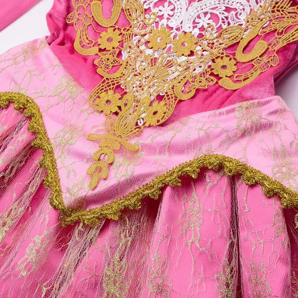 JerrisApparel Girls Pink Princess Costume Halloween Cosplay Party Dress upPink With Accessories