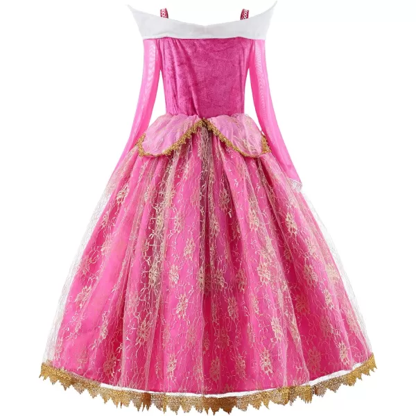 JerrisApparel Girls Pink Princess Costume Halloween Cosplay Party Dress upPink With Accessories