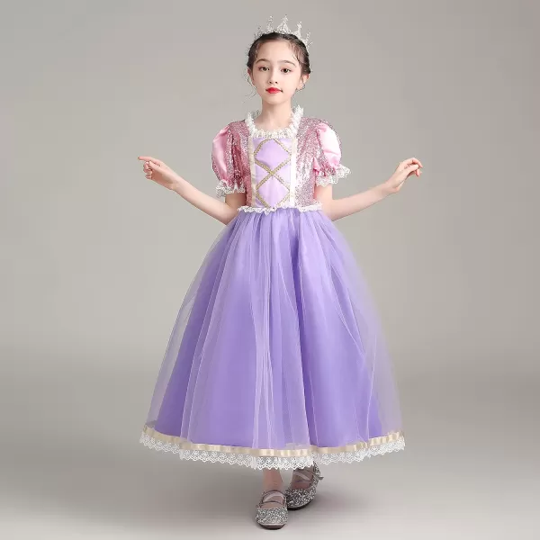 JerrisApparel Girls Princess Costume Birthday Party Cosplay Purple Dress with AccessoriesPurple With Accessories