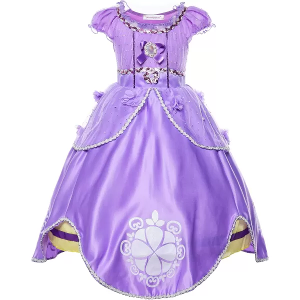 JerrisApparel Girls Princess Costume Floor Length Birthday Party Dress upPurple With Accessories