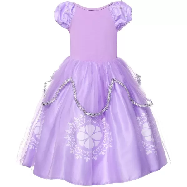 JerrisApparel Girls Princess Costume Floor Length Christmas Party Dress upLilac With Accessories