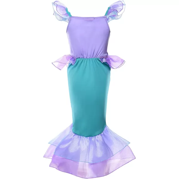 JerrisApparel Girls Princess Mermaid Costume Cosplay Party DressPurple With Headband