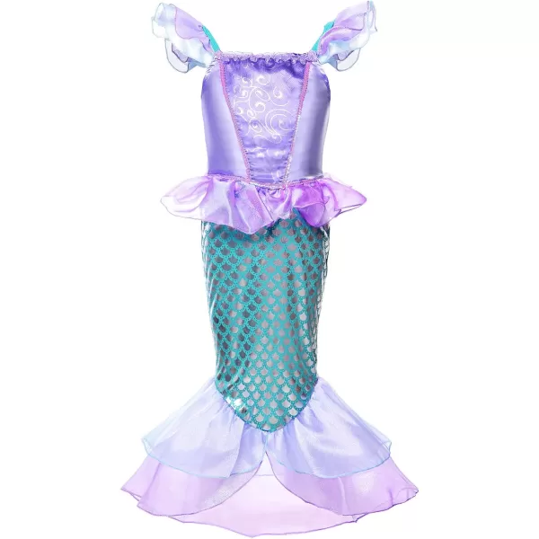 JerrisApparel Girls Princess Mermaid Costume Cosplay Party DressPurple With Headband