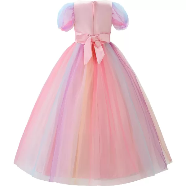 JerrisApparel Girls Princess Puffy Tulle Dress Wedding Pageant Party Prom Formal Ball GownMulticolored