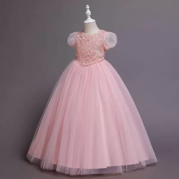 JerrisApparel Girls Princess Puffy Tulle Dress Wedding Pageant Party Prom Formal Ball GownPink