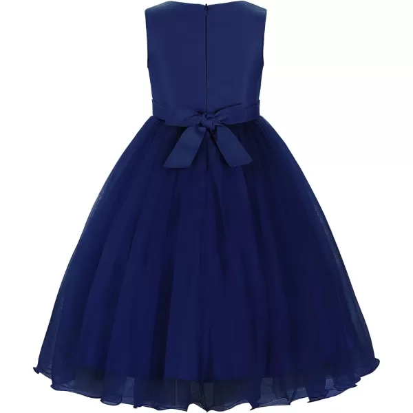 JerrisApparel Little Girls Sequin Mesh Flower Ball Gown Party Dress Tulle PromNavy Blue