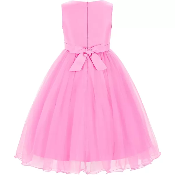 JerrisApparel Little Girls Sequin Mesh Flower Ball Gown Party Dress Tulle PromPink