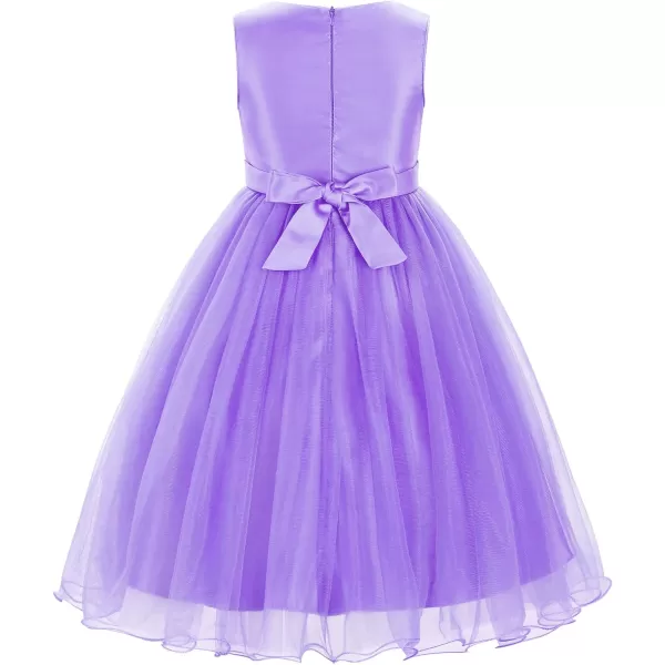 JerrisApparel Little Girls Sequin Mesh Flower Ball Gown Party Dress Tulle PromPurple