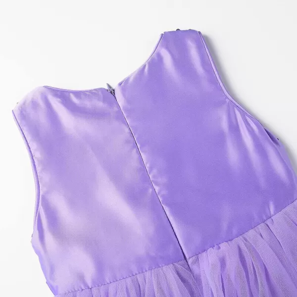 JerrisApparel Little Girls Sequin Mesh Flower Ball Gown Party Dress Tulle PromPurple