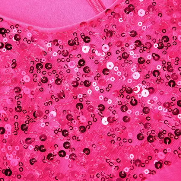 JerrisApparel Little Girls Sequin Mesh Flower Ball Gown Party Dress Tulle PromRose