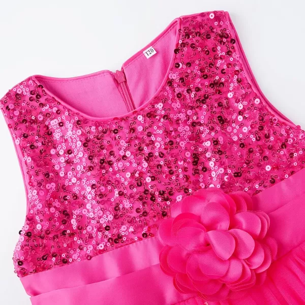 JerrisApparel Little Girls Sequin Mesh Flower Ball Gown Party Dress Tulle PromRose